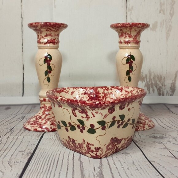 Heart Shaped Bowl And Candle Holder Set The Proper Place Winfield KS Spongewear - Picture 2 of 14